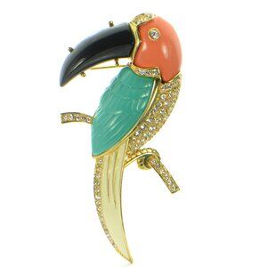 Kenneth Jay Lane KJL Multi Color Toucan Pin Brooch